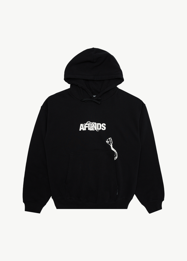 AFENDS Mens Tread - Boxy Pull On Hood - Black