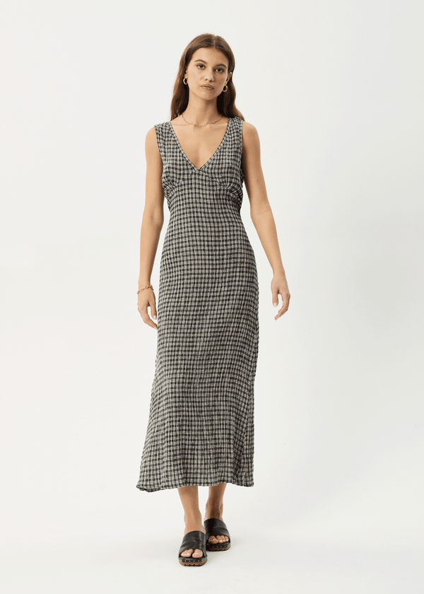 AFENDS Womens Asta - Seer Sucker Check Dress - Steel Check